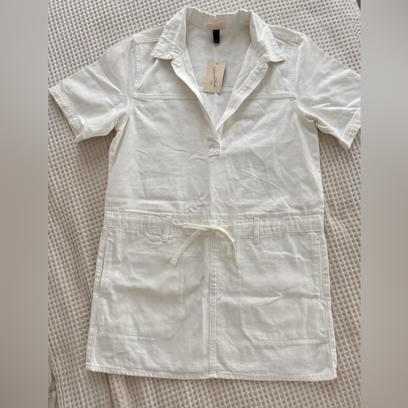 White Short-Sleeve Drop-Waist Drawstring Mini Dress from Universal Thread -NWT - Picture 4 of 7